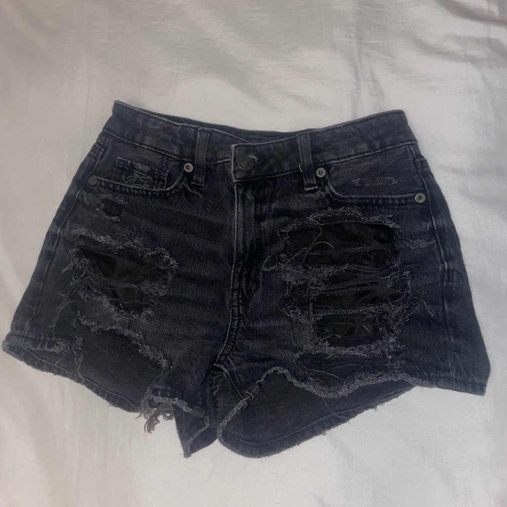 American Eagle Outfitters Black Distressed Jean Shorts